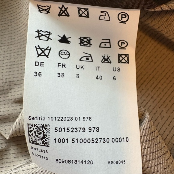 Boss Hugo Boss Tan Perforated Pleated Jacket | Size 6 - Picture 8 of 9